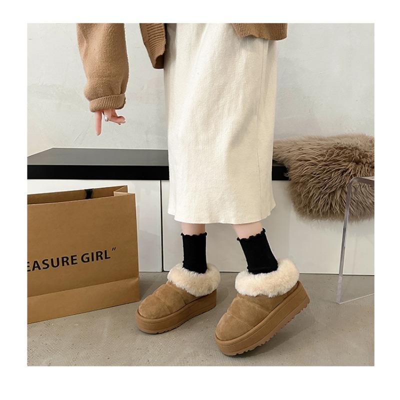 Thick Soled Height Increasing Hairy Snow Boots for Women's Winter New Style with Fur Integrated and Plush Thick Soled Warm Bread and Cotton Shoes