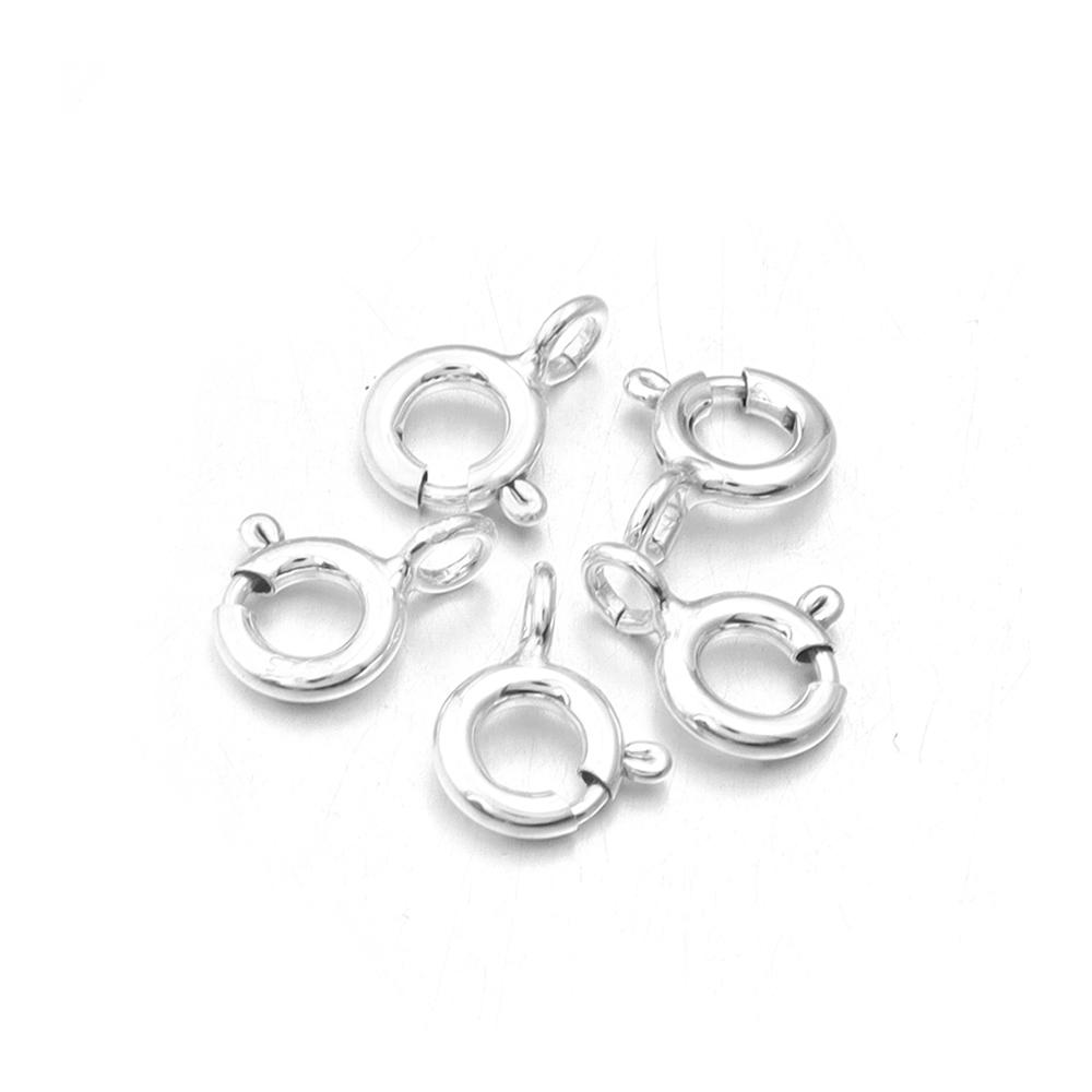 5pcs/lot s925 Sterling Silver Spring Ring Clasps Round Claw Spring Clasps Hooks For Jewelry DIY Bracelet Necklace Connectors