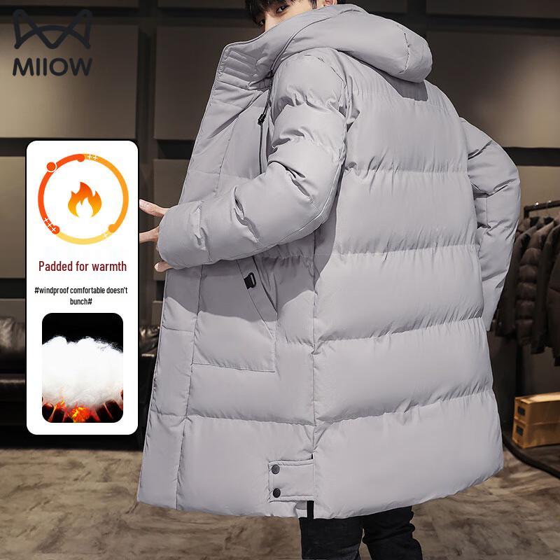 Mao Ren Men's Mid-Length Hooded Padded Jacket