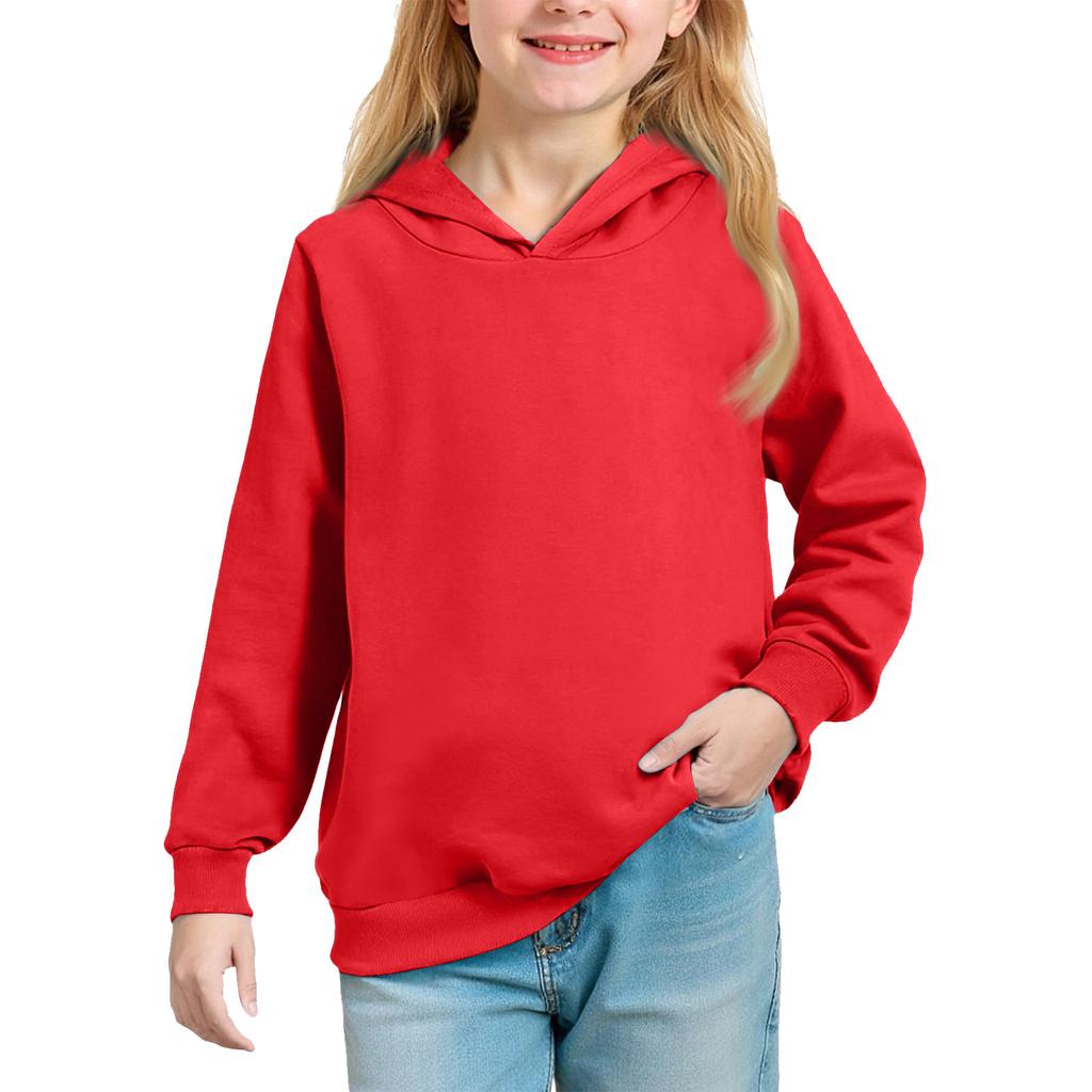 Big Kids' Solid Hoodie - Unisex Pullover Sweatshirt
