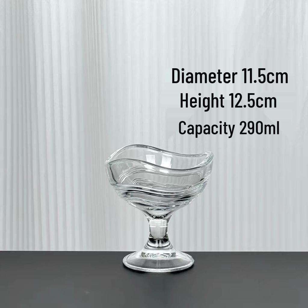 Elegante Bicchiere in Vetro su Piede Alto per Dolci, Gelati, Bevande Fredde, Frullati, Succhi e Ghiaccioli