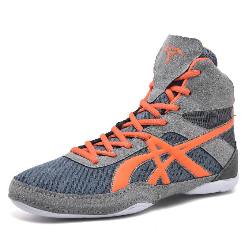 Boxing Training Shoes Men's and Women's Breathable Sanda Fighting Training Shoes High-top Wrestling Shoes Fall Boots Retro Fighting Shoes