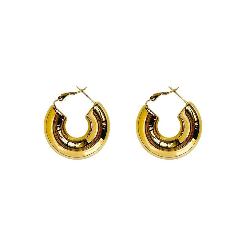 INS Super Cool Thick round Women's Titanium Steel Fashionable Earrings
