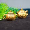 Golden Metal Sailing Ship Bucket Teapot Sculpture Chinese Fengshui Statues for Wealth and Prosperity Decorative Ornament