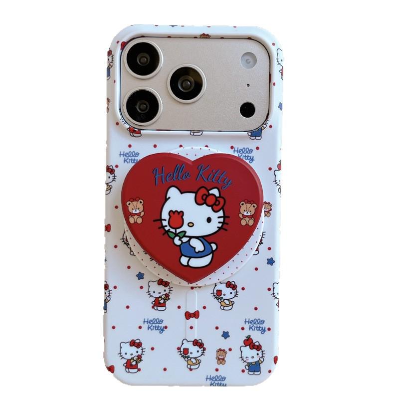 Polka Dot Cat Magnetic Stand iPhone 17/16 Pro Max/15 Pro Girly Case