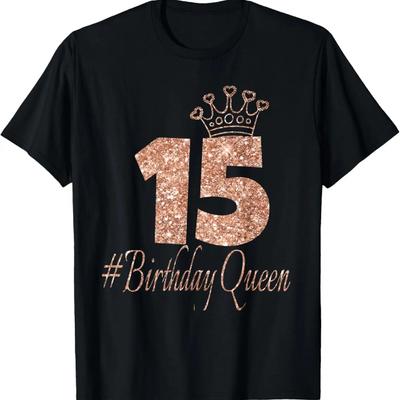 15th Birthday Gift Teen Sweet 15 Birthday Rose Bday 15 Year T-Shirt