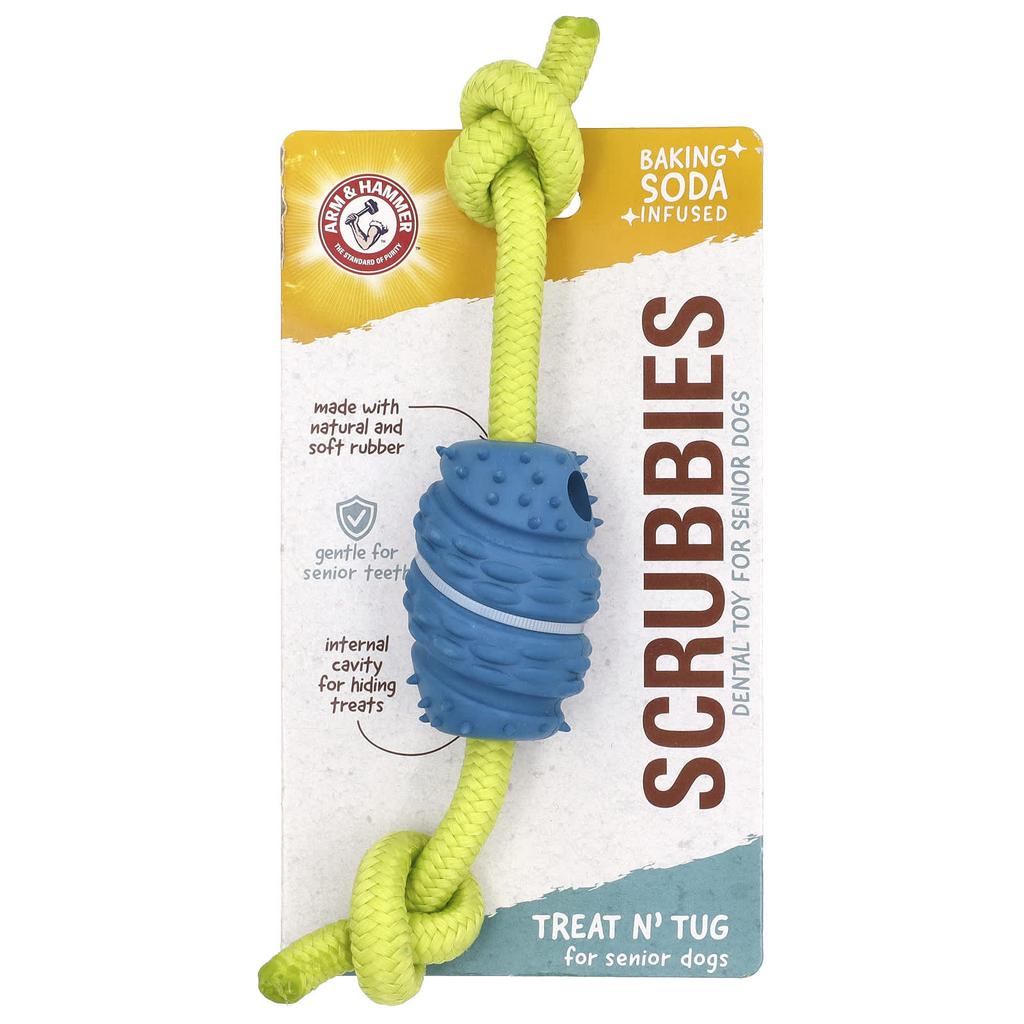 Arm & Hammer, Scrub, Dental Toy for Senior Dogs, Treat & Tug, 1 Toy