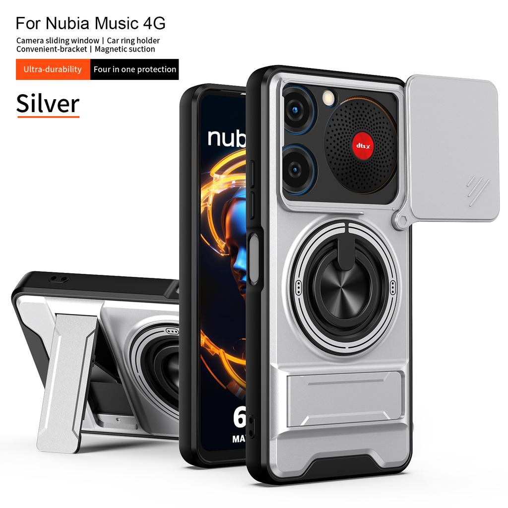 Per ZTE nubia Custodia Musica ZTE nubia Music 4G Cover Custodia Telefono Magsafe Magnetico Pieghevole Supporto Armatura Militare Custodia Protezione Fotocamera