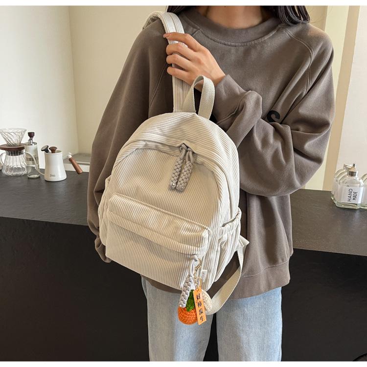 2025 New Fashion Women's Small Corduroy Double Shoulder Backpack
