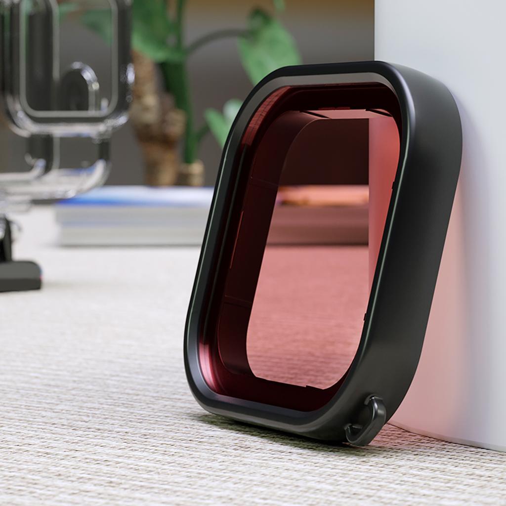 ABS Potápěčský objektivový filtr s provázkem pro akční kameru GoPro 8 Vodotěsné pouzdro světle červený