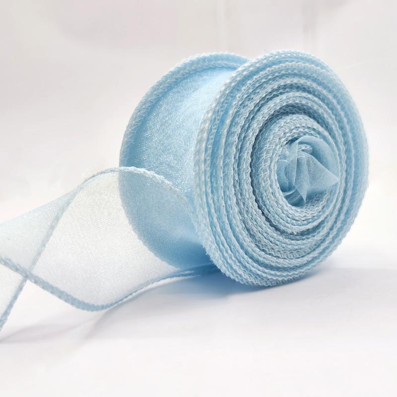 1 Roll Diy Bow Bouquet Voile Ribbons 4X900Cm Fishtail Organza Ribbon Reflective Iridescent Wavy Edge Ribbon For Gift Wrapping