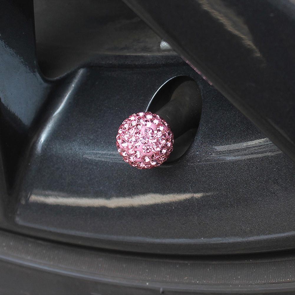 4Pcs/Lot Bling Rhinestone Universal Car Tire Valve Caps Crystal Diamond Shining Dustproof Valve Stem Caps Car Accessories