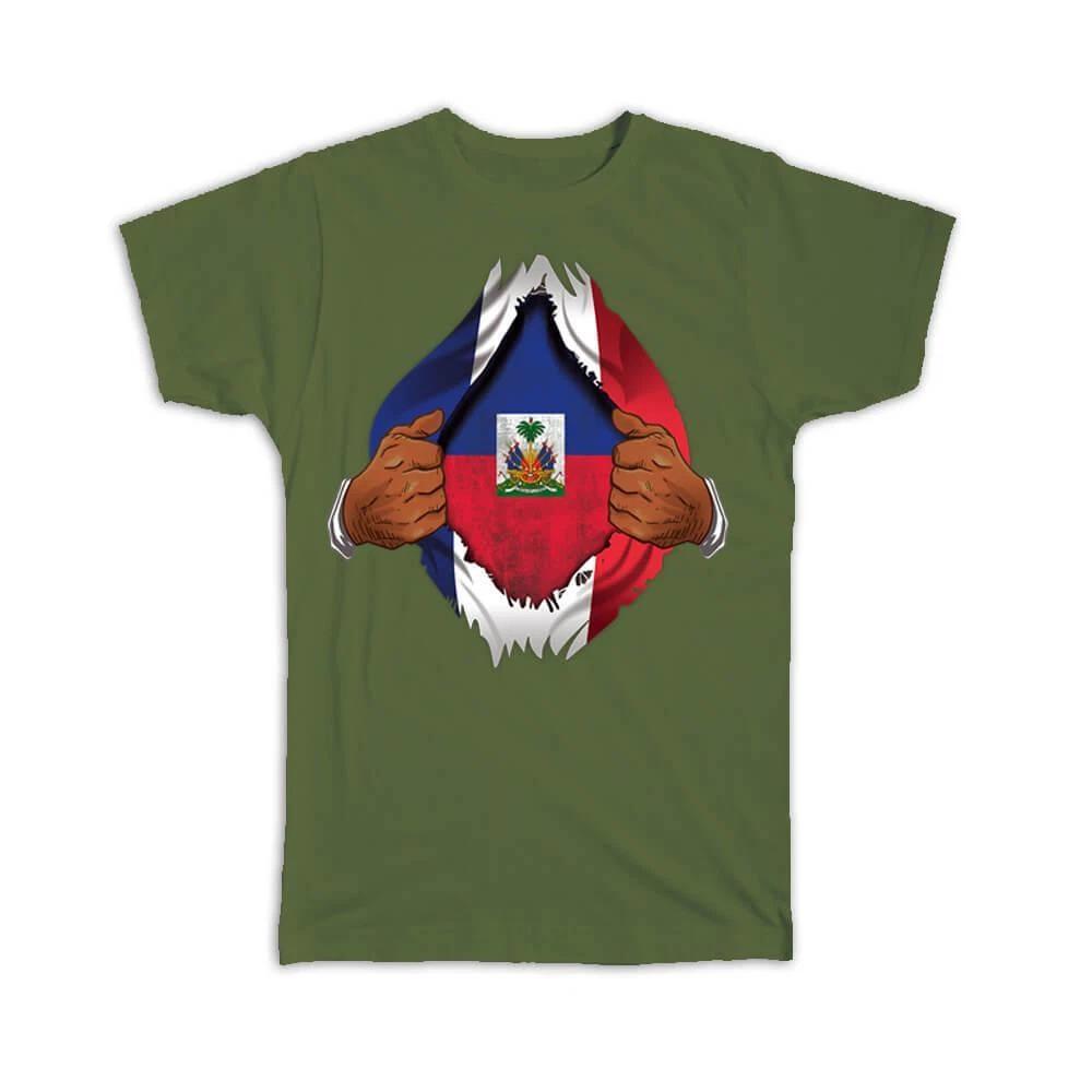 

Gift T-Shirt : Haitian Flag Haiti Coat Of Arms Caribbean Country Proud Souvenir 3XL