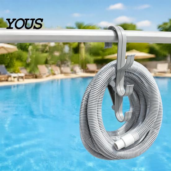 Swimming Pool Cleaning Supply Organizer Poolside Pole Hanger, with 3 Hook Configuration, Weather Resistant Maintenance Tool Management System