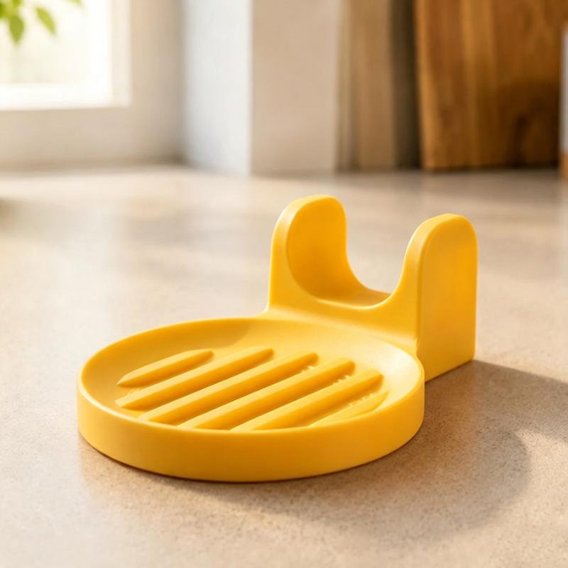 White Minimalist Draining Spoon Holder Heat Resistant Non Slip Kitchen Countertop Spatula Ladle Storage Rack