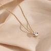 Drop Shipping Shining Crystal AAA Zircon Crown Shape Pendant Necklace 18K Gold Plated Stainless Steel Necklace Design Jewelry