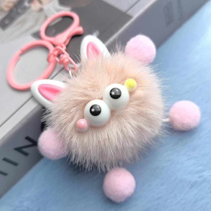 Imitation Mink Ears Elf Plush Cartoon Pendant Furry Cute Cartoon Fur Ball Couple Bestie Gift Keychain