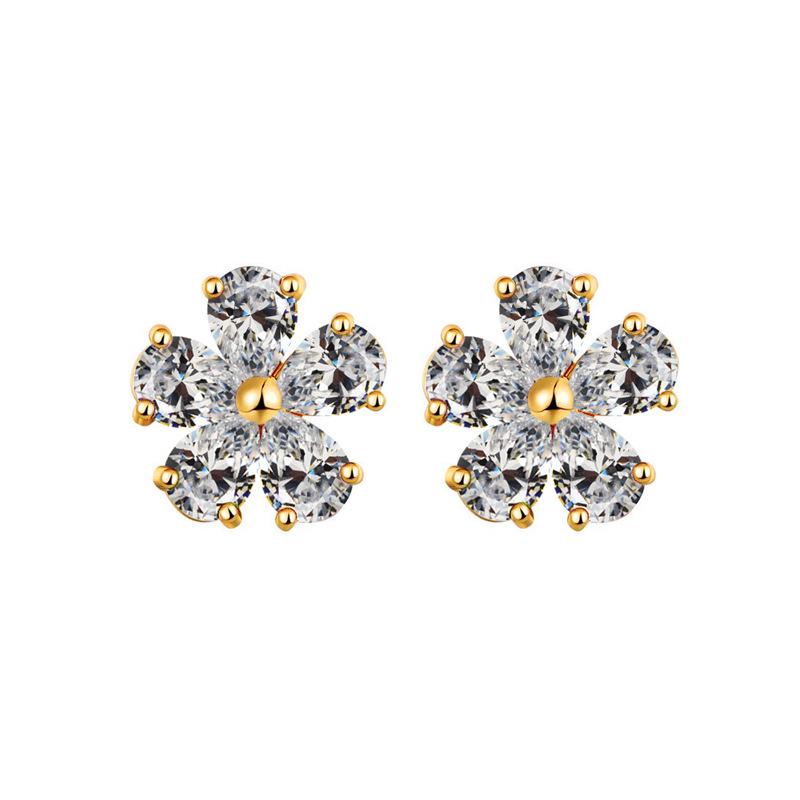 

Серьги-пусеты Звезда и Цветок с цирконами и бриллиантами