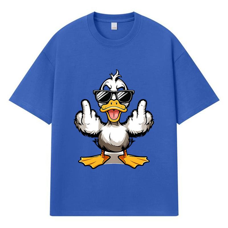 2026 Cool Duck Pattern Streetwear Y2k Harajuku Men Women Clothes 100% Cotton T Shirt Casual Oversized Summer Men T-shirt