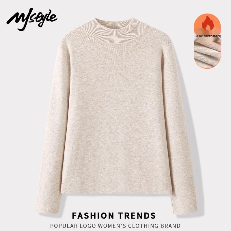 

MJ STYLE Women s Half-High Collar Knit Sweater L