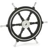 Nautical Premium Sailor's Hand Crafted Brass & Wooden Ship Wheel | Luxury Gift Decor | Boat Collectibles (Black (Aluminum Ring & Handle), 18 Inches)