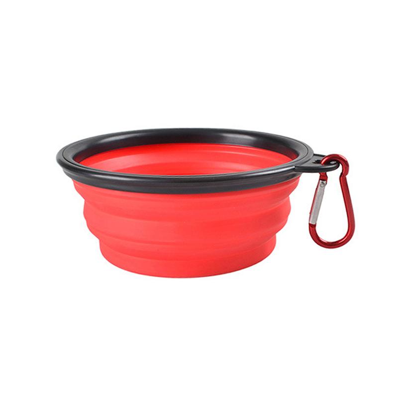 1000ml Collapsible Dog  Folding Silicone Bowl Pet Outdoor Travel Portable Puppy Food Container Feeder With Carabiner