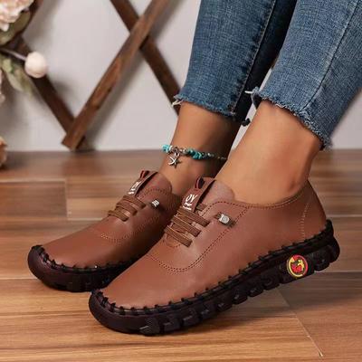 Sneakers Women Shoes Platform Loafers Lace Up Leather Flat Slip-On New Spring Casual Mom Shoe Mujer  Chaussure Femme