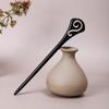 Vintage Ebony Wood Hairpin: Auspicious Clouds Design for Elegant Updos