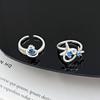 Sea Blue Star Exquisite Tetragonal Star Light Luxury Zir*****Pen Ring Personality Niche High-End Feeling Stacked Ring Woman