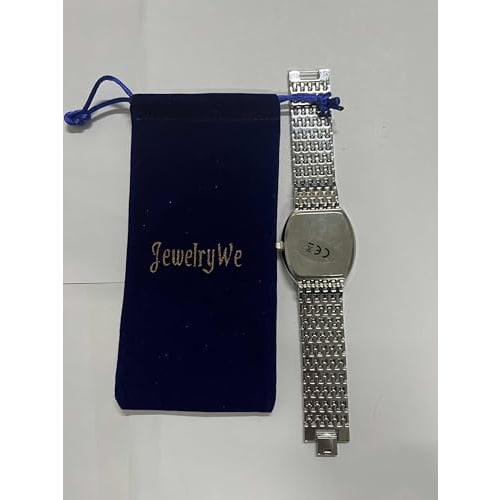 Popular and stylish diamond analog watch for men and women, featuring a stainless steel strap, square design, and a waterproof silver finish. Perfect
