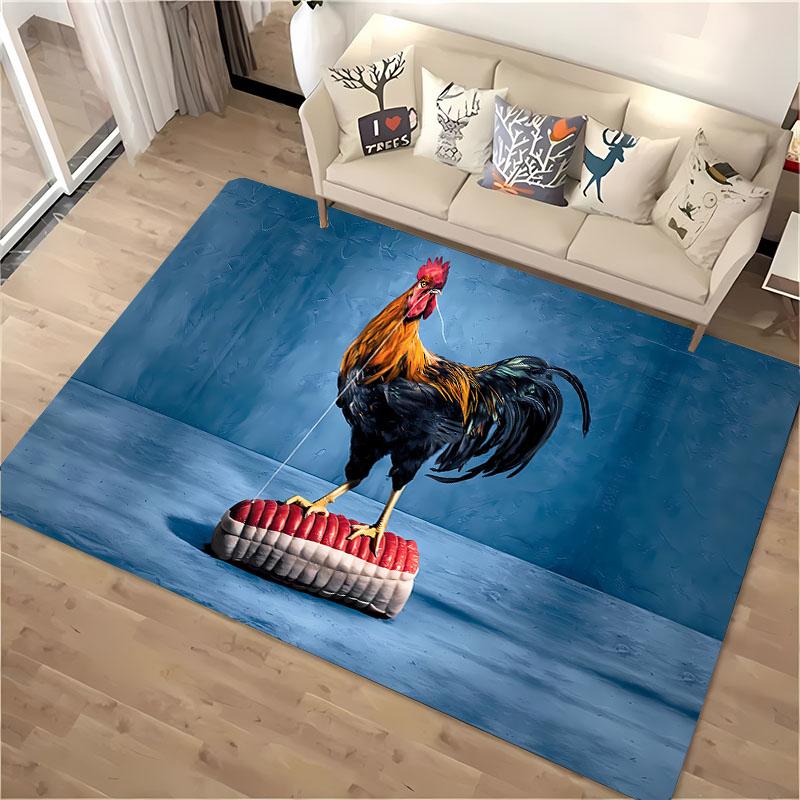 Funny Gallic Rooster 3D HD Printing Carpet for Living Room Cartoon Kid Bedroom Sofa Doormat Mat Floor Tapete Anti-slip Decor Rug