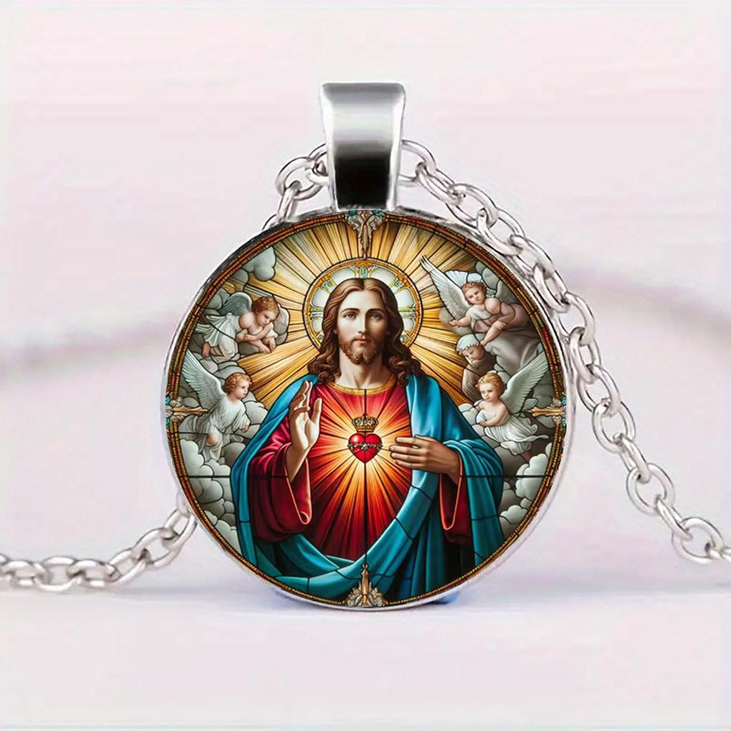 Et jomfru Maria-anheng trosbeskytter religiøse smykker glassanheng egnet for daglig bruk for menn og kvinner