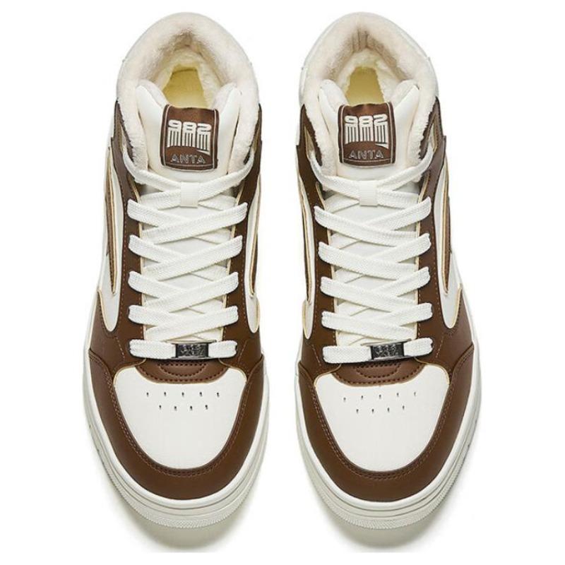 Anta 982 Fleece Lined High Top Sneakers Mens Brown White 112448961-4