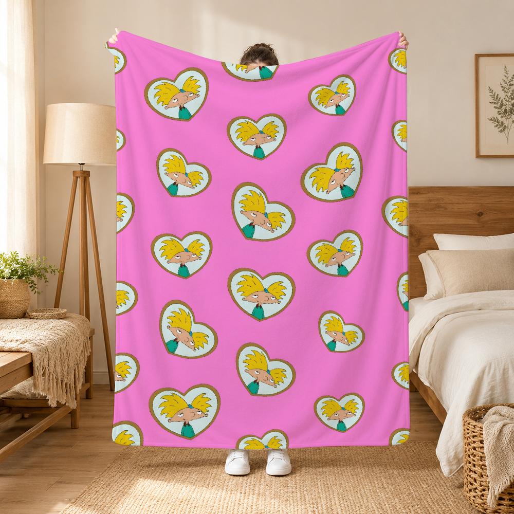Hey Arnold Cartoon Throw 240g flannel blanket, suitable for sofas, beds, offices,  exquisite gift blankets