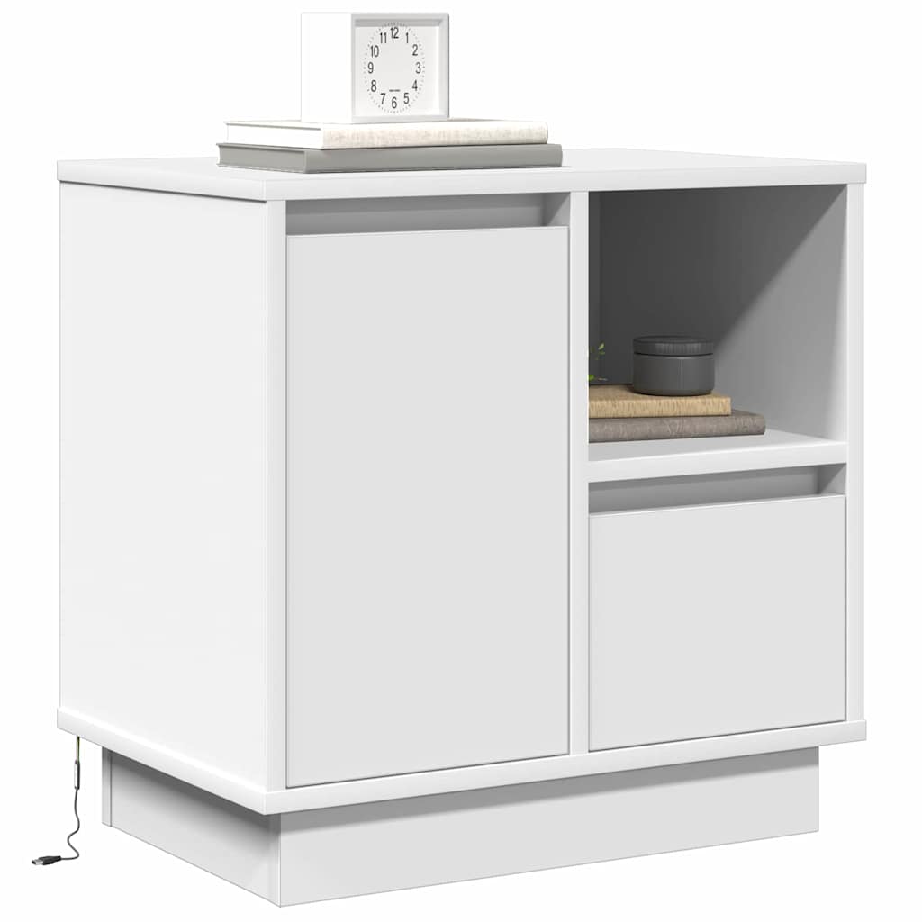 White Nightstand with Drawers 50 X 34.5 X 50 Cm Engineered Wood