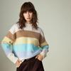 Chuyu Women's Dopamine Colorful Striped Round Neck Knit Sweater