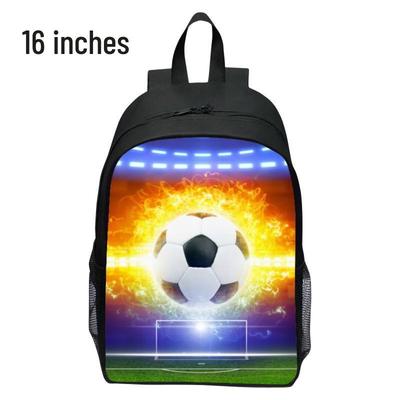 Flame Soccer Pattern Cartoon Backpack - Lightweight, Double Shoulder, DIY, for 1st-3rd Grade