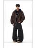 Herren Retro Zweiteilige Leder Fliegerjacke - Cleanfit Scheunenstil Locker Arbeitskleidung
