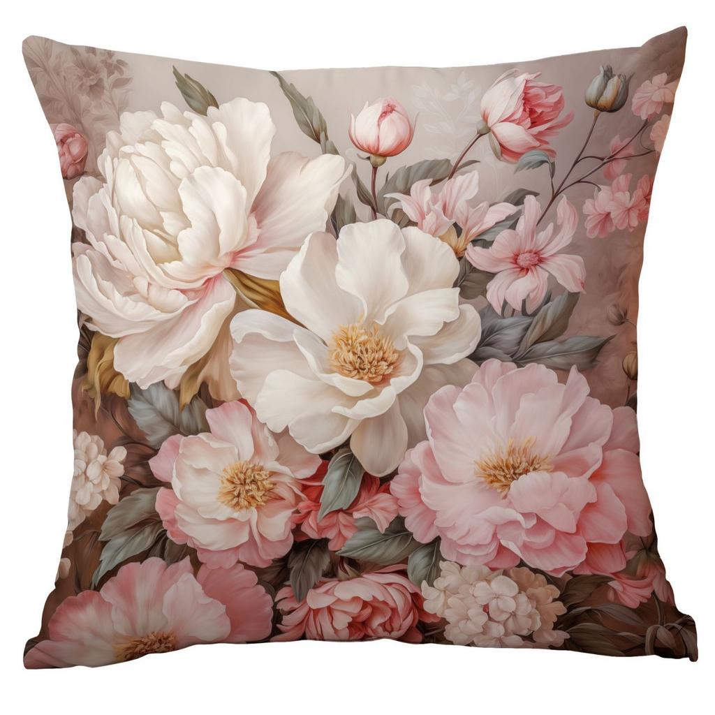 New Retro Old Peony Flower Pillowcase Home Sofa Cushion Pillowcase