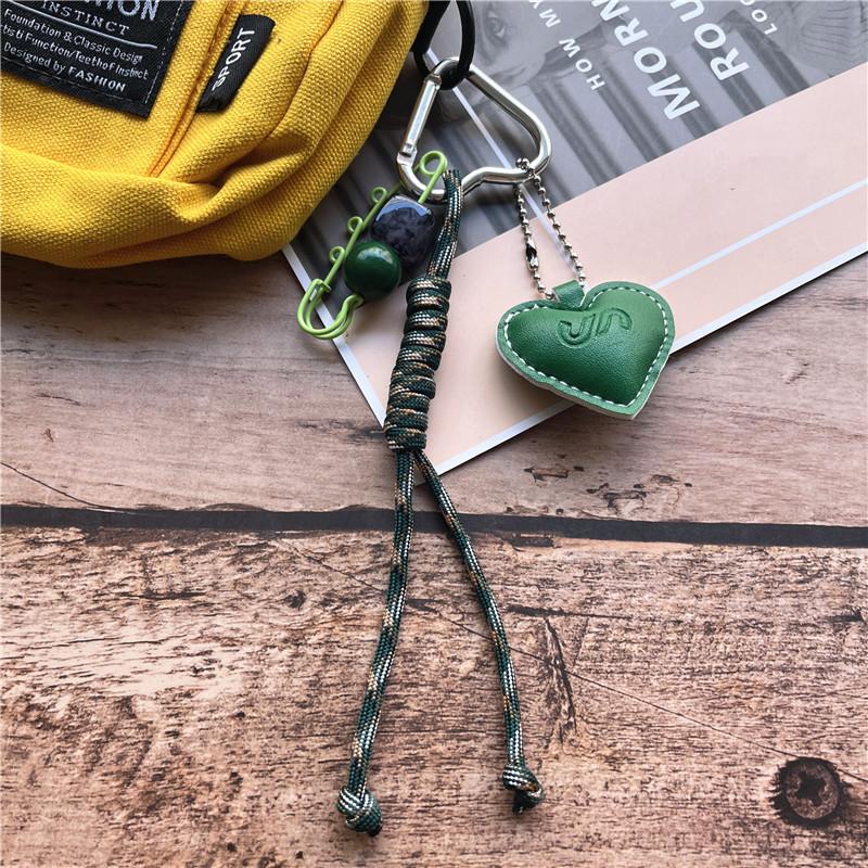 Lanyard DIY Lanyards Leather Heart Shape Keychain On the Phone Charms Alloy Hanging Chain Couple Bead Keyring Bag Decorate