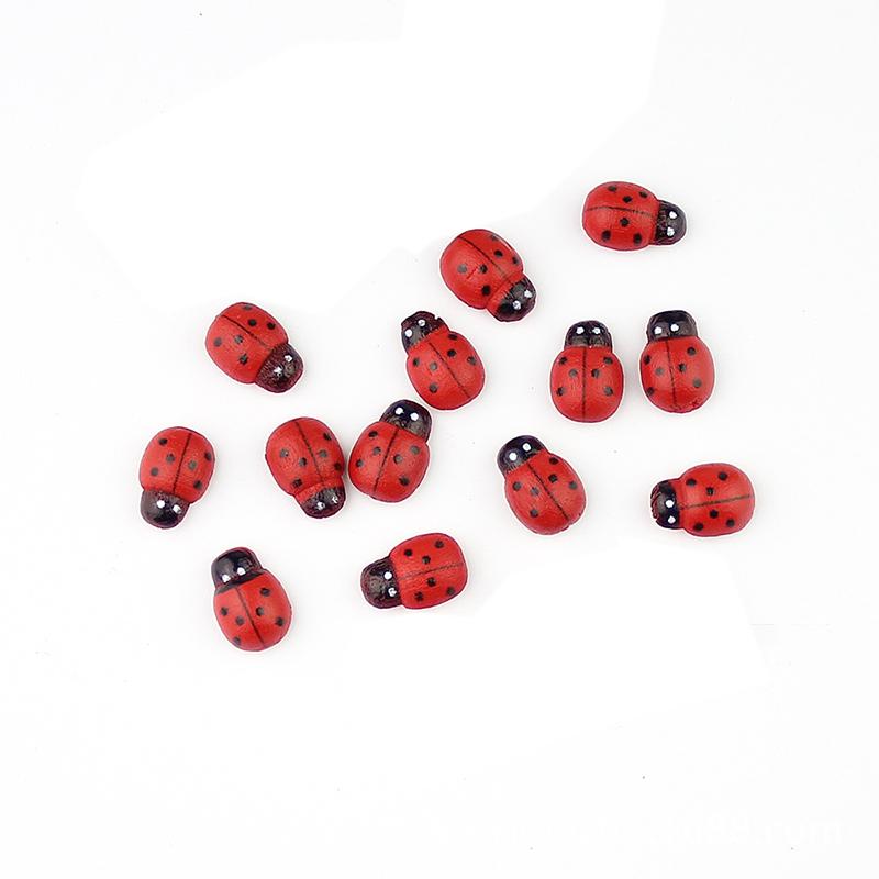 100 Pcs Self-adhesive Flat Back Mini Wooden Ladybugs Embellishments for Crafts Scrapbooking Card Ornaments