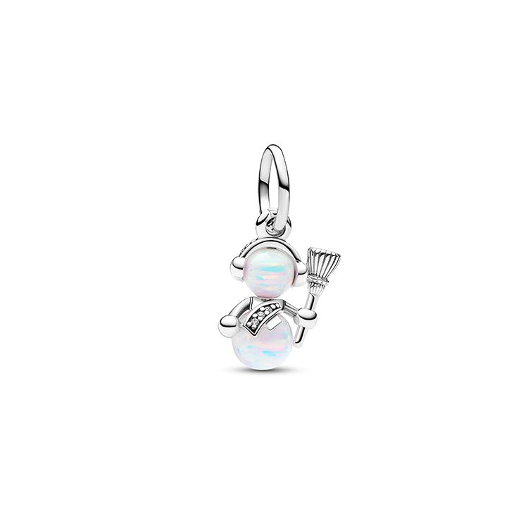 Pandora Snowman Pendant 925 Silver Synthetic Opal Cubic Zirconia Women pendant 792981C01 Box