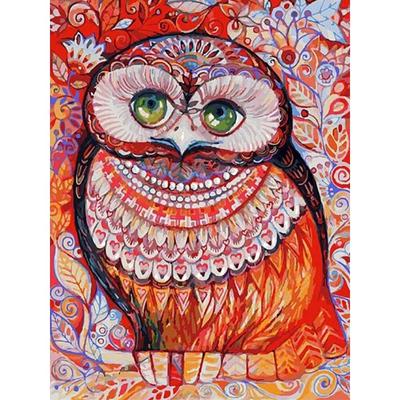 Pittura Diamante Trapano Completo Rotondo Gufo Strass Immagine Ricamo Diamante Animale Pittura Cristallo