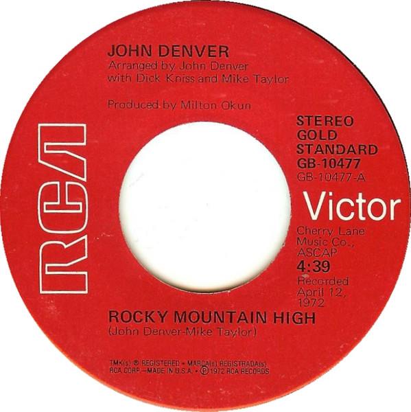 

7-дюймовая пластинка ДЖОН ДЕНВЕР - Rocky Mountain High GB10477 RCA Victor - Япония Рок Б/У