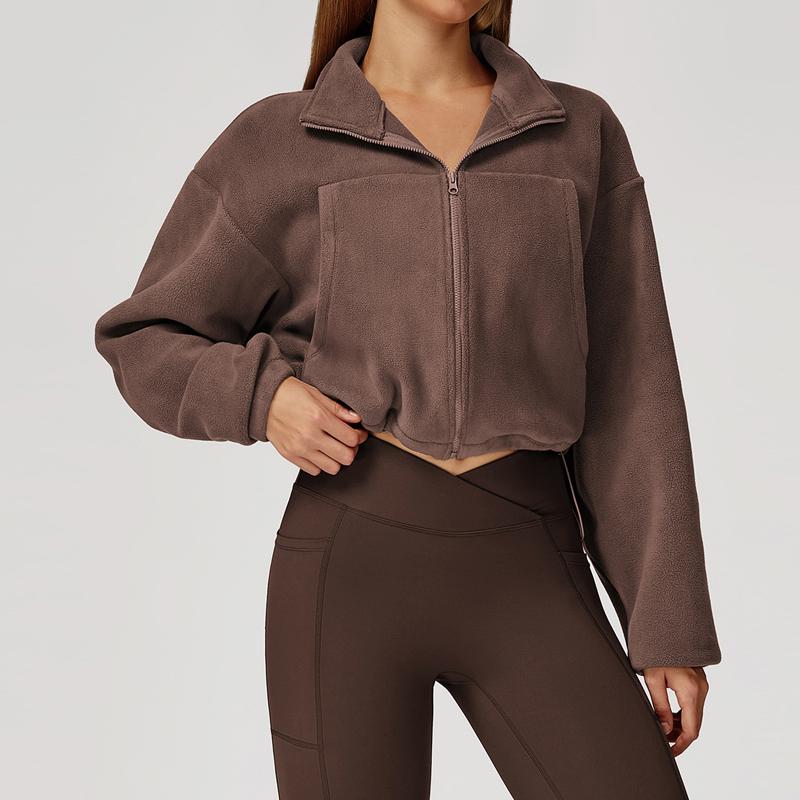 Jacket Stand-up Collar Windproof and Warm Austrian Fleece Drawstring Jacket Women's Running Plus Fleece Sports Jacket