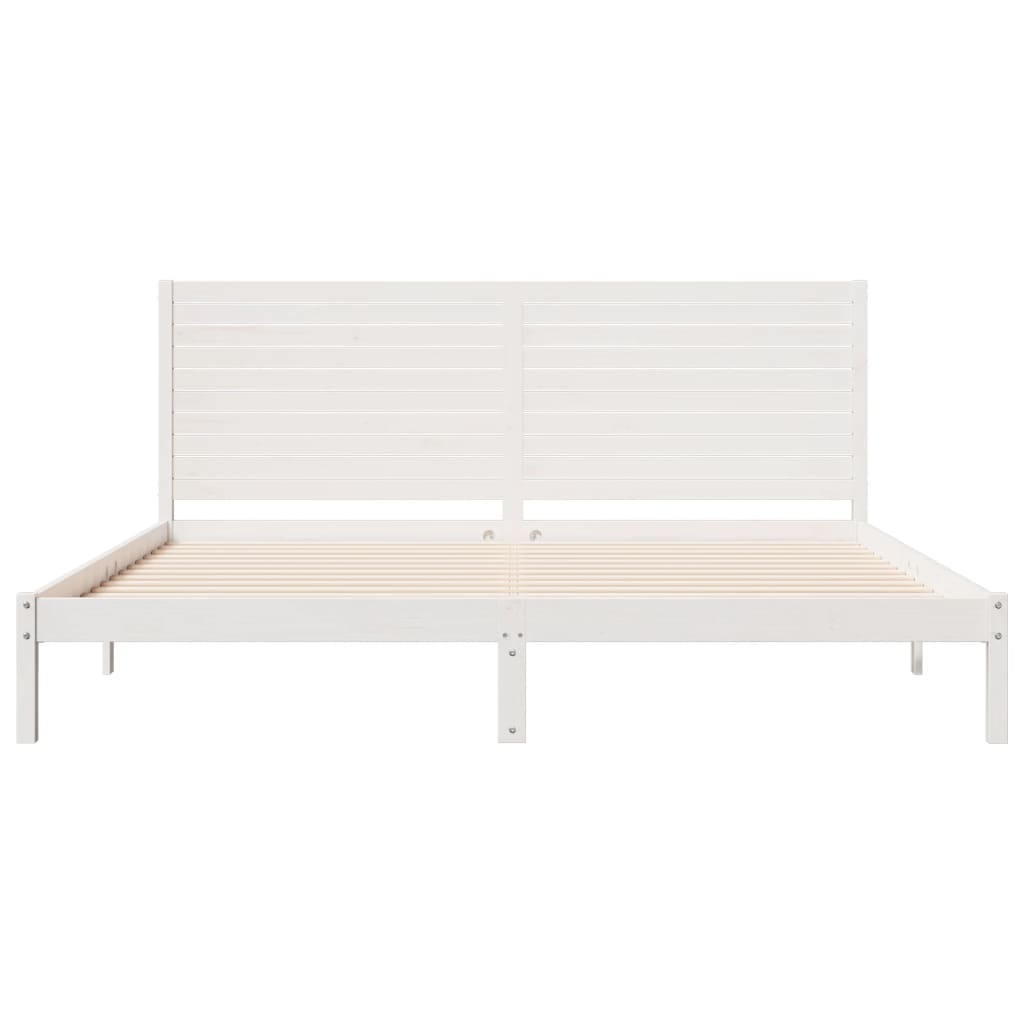 Solid Wood Bed Extra Long Without Mattress White 180 X 220 Cm