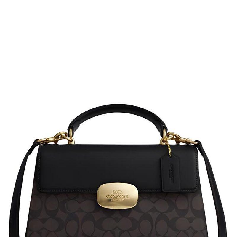 Coach Eliza Handtasche aus Kunstleder, Umhängetasche Groß Damen Schwarz CW012-IMXAQ