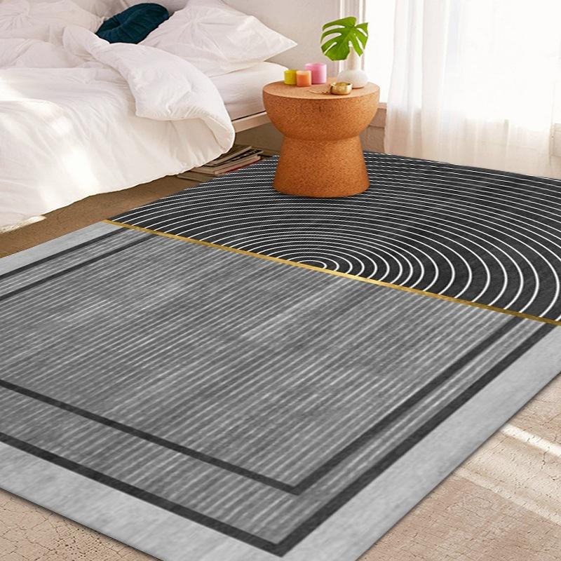 Living Room Geometric Carpet Floor Mat Modern Black Fashion Lines Living Room Carpet