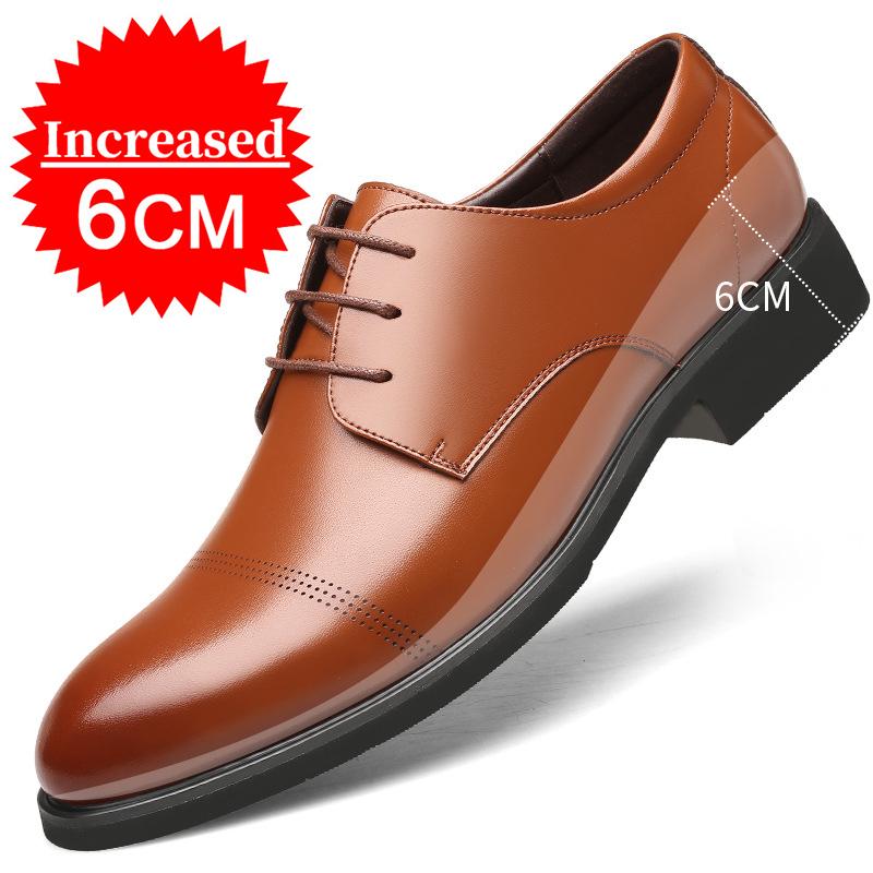Fashion Elevator Shoes Men's Dress Shoes Black Leather Men Heighten Formal Shoes Casual Business Men Suit Shoes Large Size 37-46