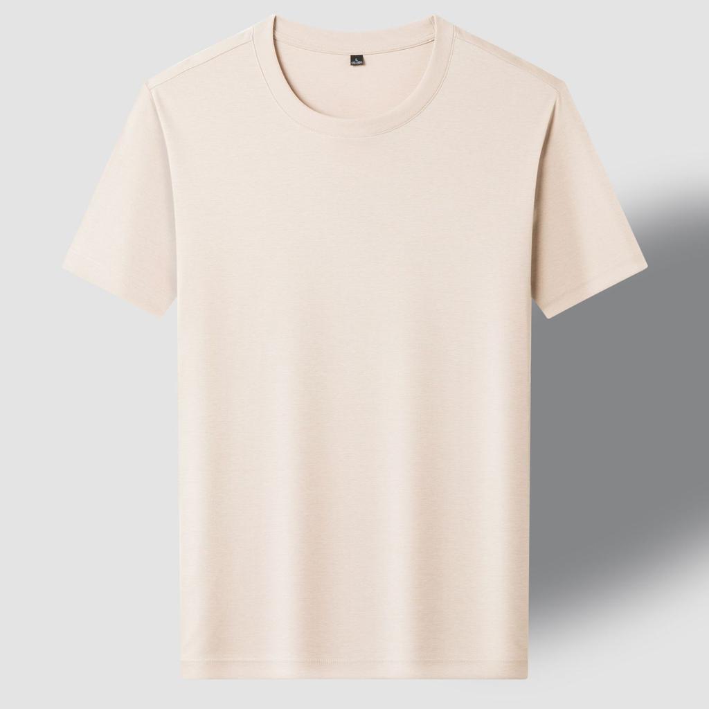 Men's New Summer Casual Cool Round Neck T-shirt 180g Fashionable Versatile Skin-friendly Solid Color Top